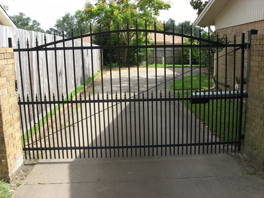 Black automated driveway gate